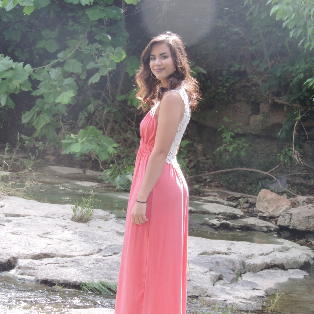 POOF Maxi Dress with Crotchet Lace Back